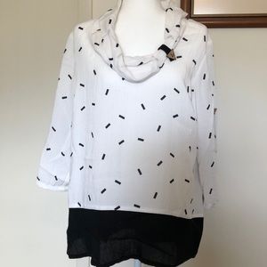 Fridaze Linen Black and White Confetti Blouse